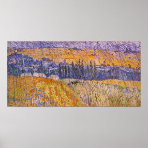 Póster Vincent van Gogh - Paisaje en Auvers bajo la lluvi