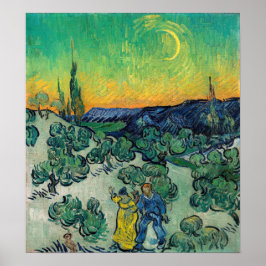 Póster Vincent van Gogh - Paisaje iluminado por luna con