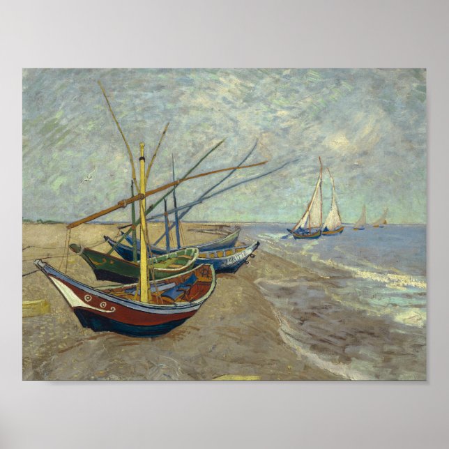 Póster Vincent van Gogh - Pescadores en la playa (Frente)
