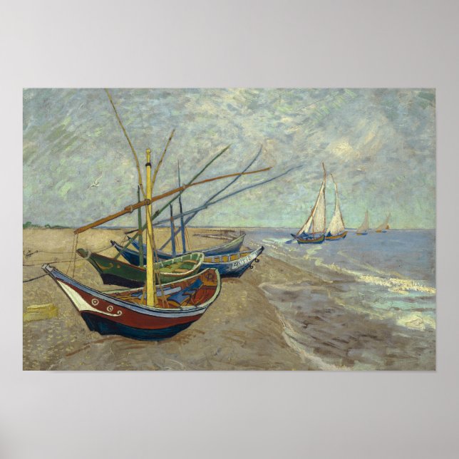 Póster Vincent van Gogh - Pescadores en la playa (Frente)