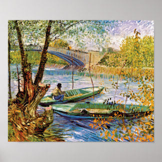 Póster Vincent Van Gogh - Pescando En El Bella Artes De P