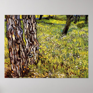 Póster Vincent Van Gogh - Pinos Árboles Y Dandelions