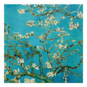 Póster Vincent Van Gogh pintando Almendros en Flor