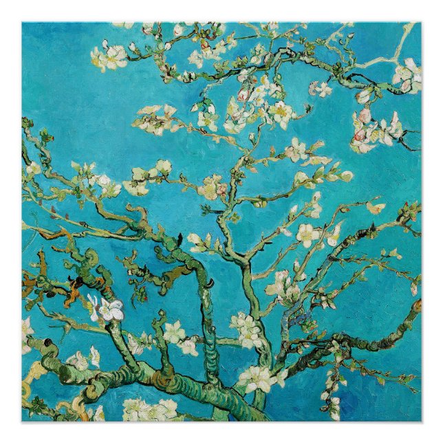 Póster Vincent Van Gogh pintando Almendros en Flor (Anverso)