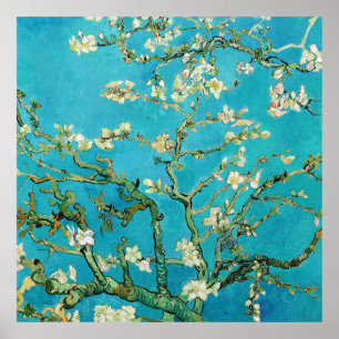 Póster Vincent Van Gogh pintando Almendros en Flor