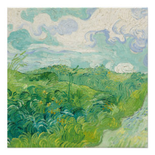 Póster Vincent Van Gogh pintando Campo de trigo verde