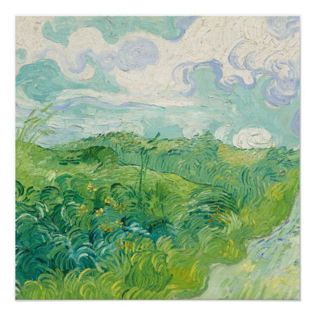 Póster Vincent Van Gogh pintando Campo de trigo verde  (Anverso)