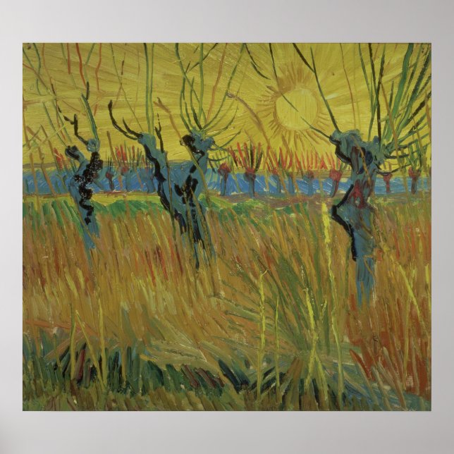 Póster Vincent van Gogh | Pollarded Willows Setting Sun (Frente)