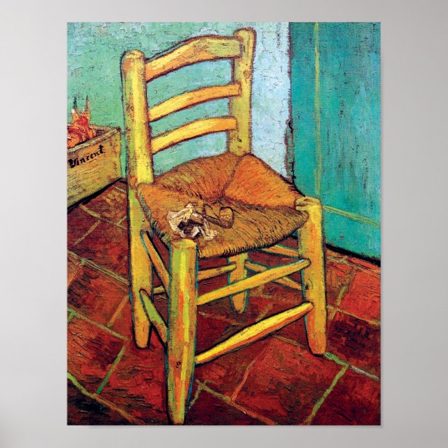Póster Vincent Van Gogh - Silla de Vincent con tubería (Frente)