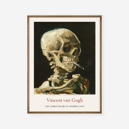 Póster Vincent Van Gogh Skeleton Burning Cigarette Skull