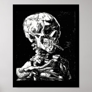 Póster Vincent Van Gogh Skull Con Cigarette Skeleton Hal