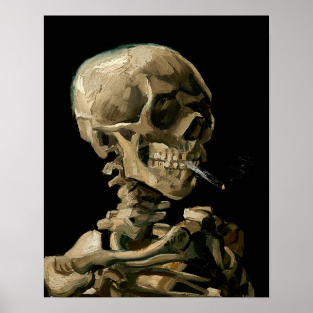 Póster Vincent van Gogh - Skull with Burning Cigarette (Frente)