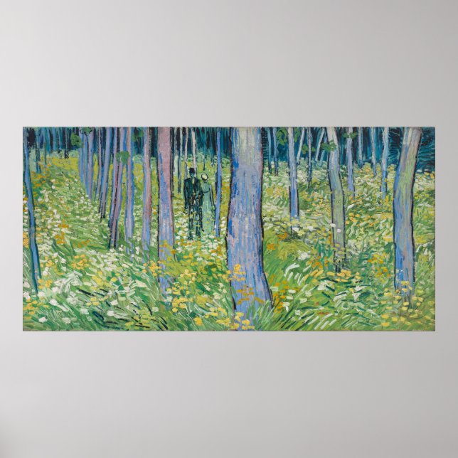 Póster Vincent van Gogh - Sotobosque con dos figuras (Frente)