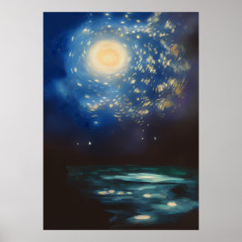 Póster Vincent Van Gogh Starry Night in the Ocean