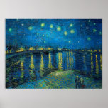 Póster Vincent Van Gogh Starry Night Over the Rhone<br><div class="desc">Noche maestra Van Gogh Starry Night - Un cuadro de Vincent Van Gogh,  Starry Night Over the Rhone,  muestra una noche llena de estrellas y un puente. Pintado en Arles Francia por la noche,  pintado en 1888.</div>