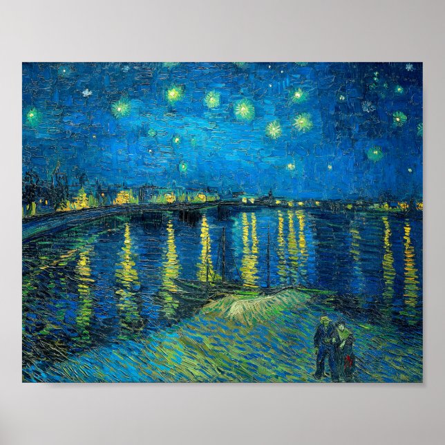 Póster Vincent Van Gogh Starry Night Sobre El Ródano (Frente)