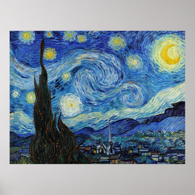 Póster Vincent Van Gogh Starry Night Vintage Bella Artes (Frente)