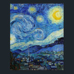 Póster Vincent Van Gogh Starry Night Vintage Bella Artes<br><div class="desc">Vincent Van Gogh Starry Night Vintage Bella Artes Poster</div>