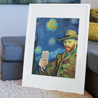 Póster Vincent Van Gogh Starry Selfie Night Por Ricaso