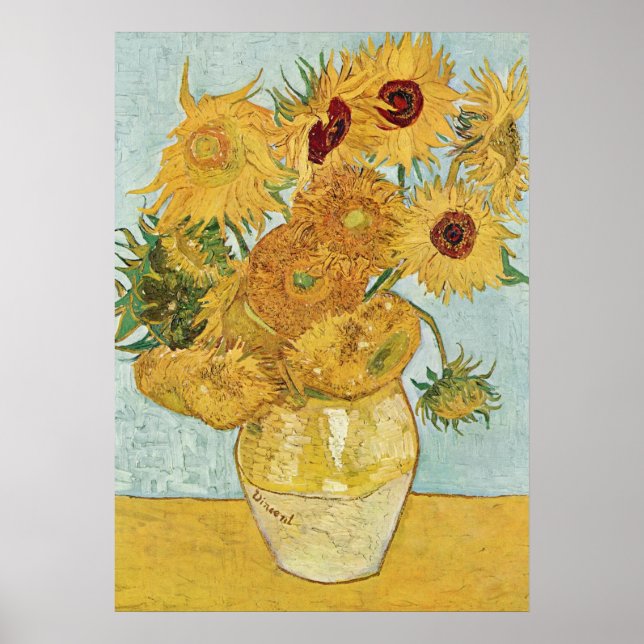Póster Vincent Van Gogh Sunflower Vase (Frente)