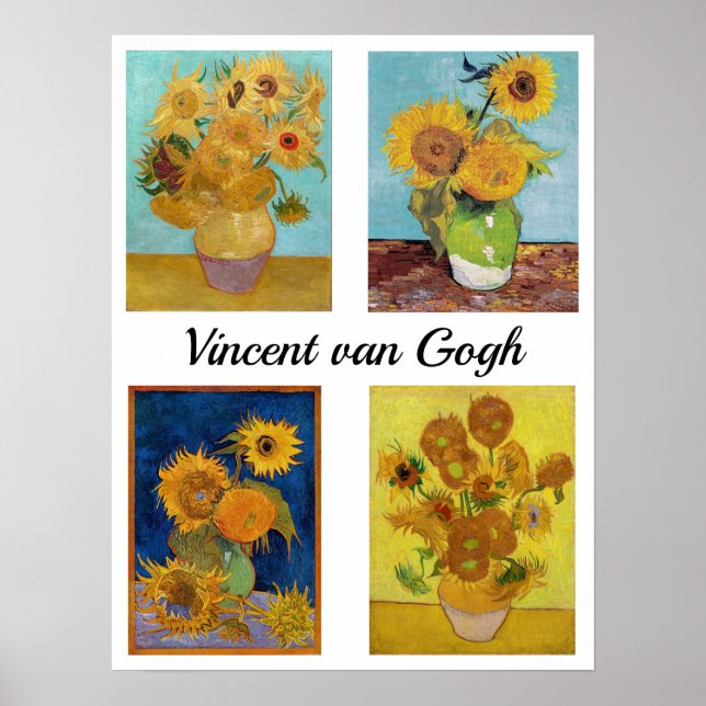 Póster Vincent Van Gogh Sunflowers Serie (Frente)