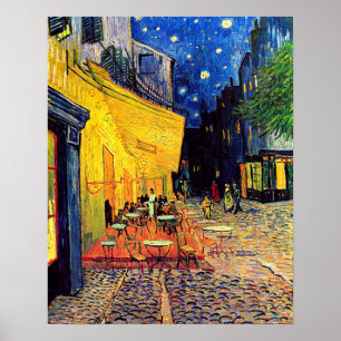 Póster Vincent van Gogh - terraza del café en el Bello