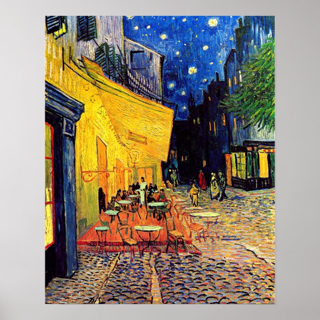 Póster Vincent van Gogh - terraza del café en el Bello (Frente)