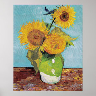 Póster Vincent Van Gogh - Tres girasoles en una caja