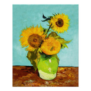 Póster Vincent Van Gogh Tres Girasoles En Una Vara