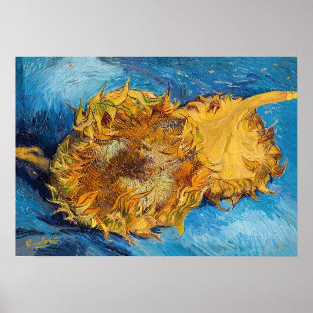 Póster Vincent van Gogh - Two Cut Sunflowers (Frente)