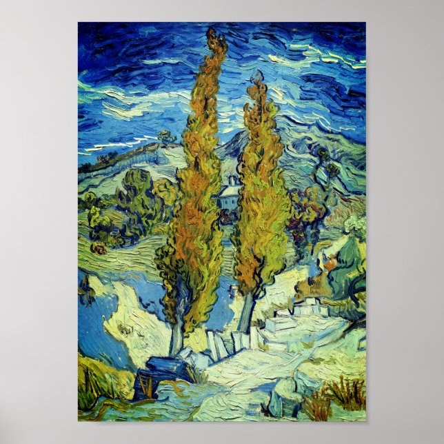 Póster Vincent Van Gogh Two Poplars en Saint-Rémy (Frente)