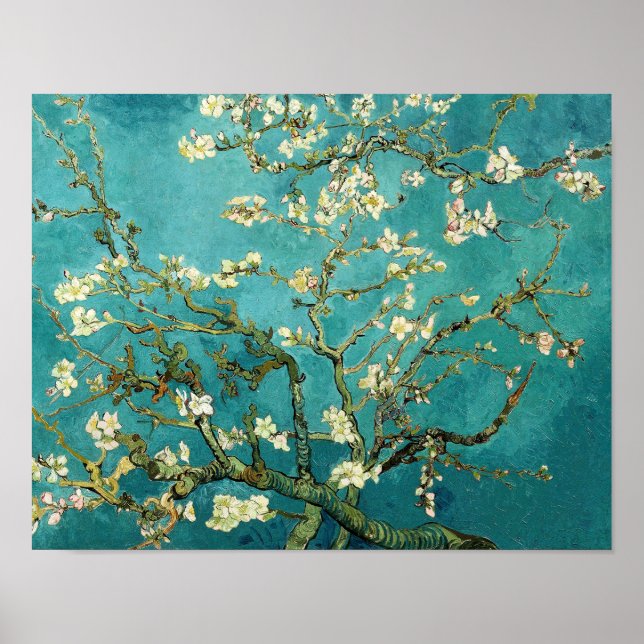 Póster Vincent Van Gogh, un árbol de almendras florecient (Frente)