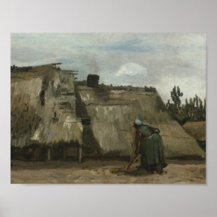 Póster Vincent van Gogh - Una campesina cavando en Fron