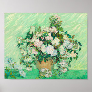 Póster Vincent Van Gogh Vase con Bella Artes de rosas ros