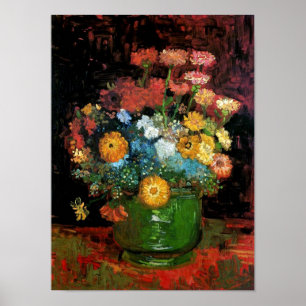 Póster Vincent Van Gogh - Vase Con Bella Artes De Zinnias
