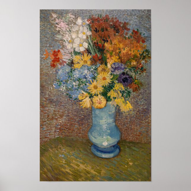 Póster Vincent Van Gogh Vase Con Daises Y Anemones Art (Frente)