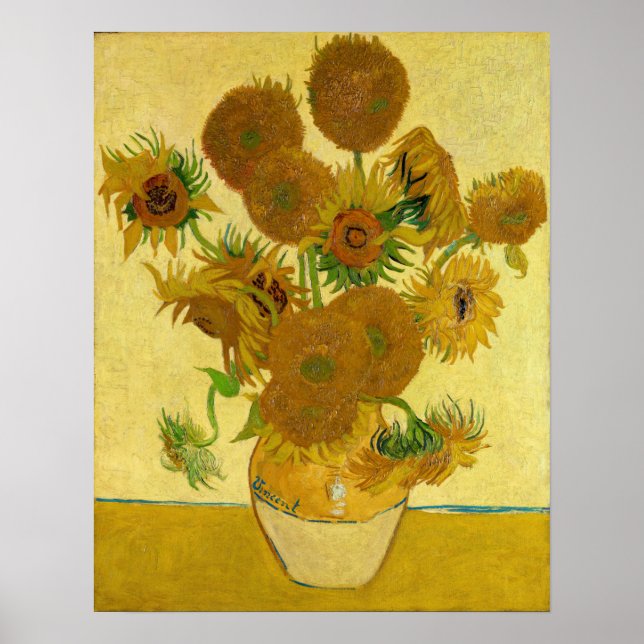 Póster Vincent van Gogh - Vase con quince girasoles (Frente)