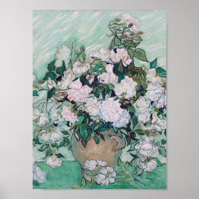 Póster Vincent Van Gogh - Vase con Rosas, 1890 (Frente)