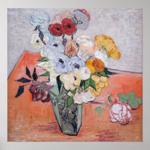 Póster Vincent van Gogh - Vase con Rosas y anemones