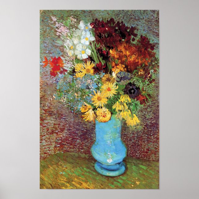 Póster Vincent Van Gogh - Vase With Daisies And Anemones (Frente)
