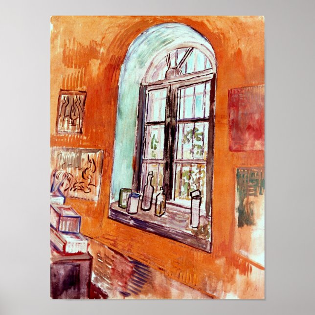 Póster Vincent Van Gogh - Ventana del estudio de Vincent (Frente)