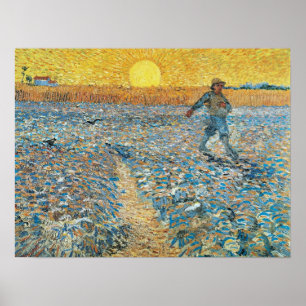 Póster Vincent Van Gogh Vintage Sower at Sunset