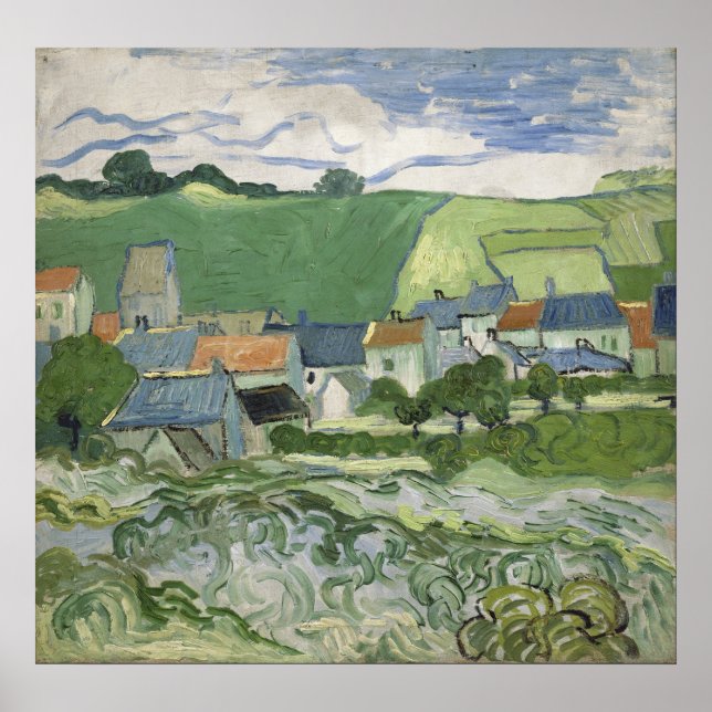 Póster Vincent van Gogh - Vista de Auvers (Frente)