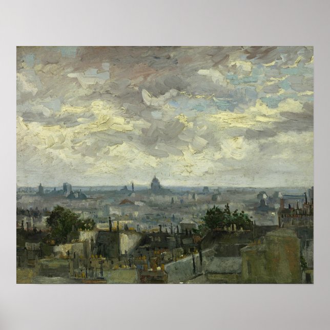 Póster Vincent van Gogh - Vista de París (Frente)