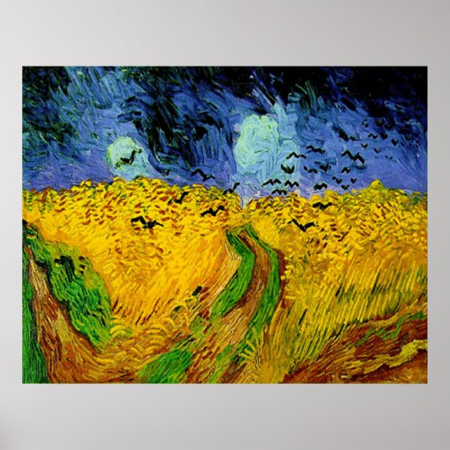 Póster Vincent Van Gogh Wheat Field with Crows (Frente)