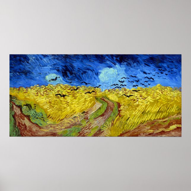 Póster Vincent van Gogh Wheatfield con Crows (Frente)