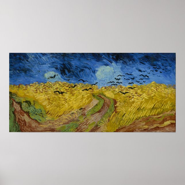 Póster Vincent van Gogh - Wheatfield con cuervos (Frente)