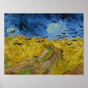 Póster Vincent van Gogh - Wheatfield con los cuervos