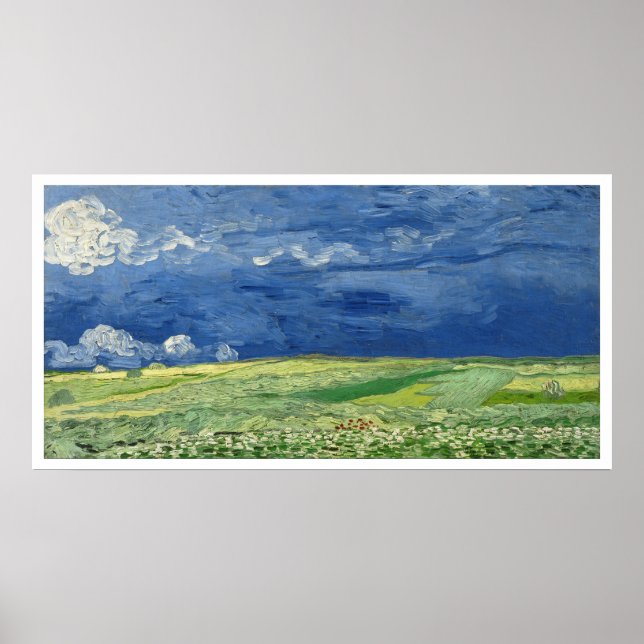 Póster Vincent Van Gogh Wheatfield Under Thunderclouds (Frente)
