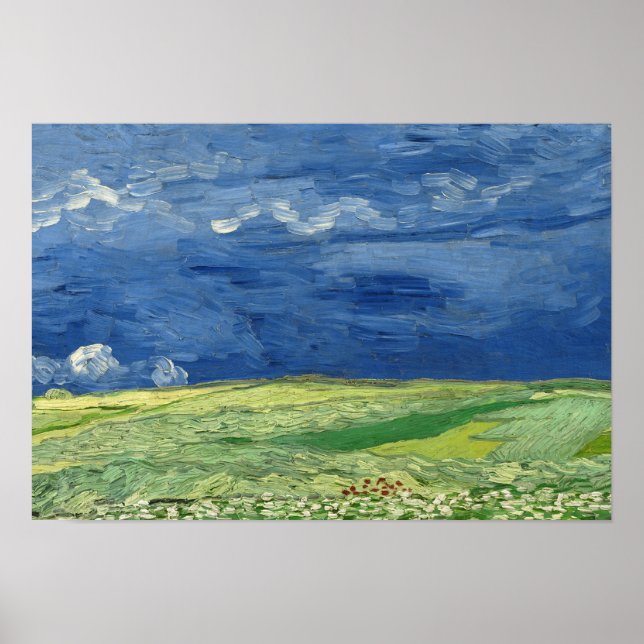 Póster Vincent van Gogh - Wheatfield under Thundernuds (Frente)